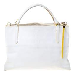 Pre Owned Coach White Leather Large Borough Sunglow Tote