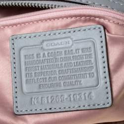 Pre Owned حقيبة كوتش كريستين جلد مغزولة رمادية