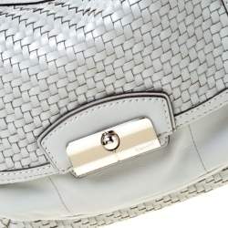 Pre Owned حقيبة كوتش كريستين جلد مغزولة رمادية