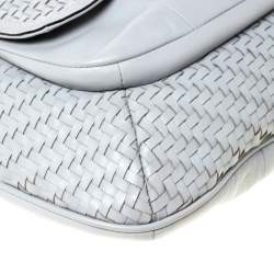 Pre Owned حقيبة كوتش كريستين جلد مغزولة رمادية