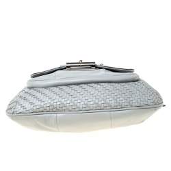 Pre Owned حقيبة كوتش كريستين جلد مغزولة رمادية