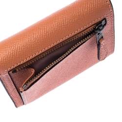 Coach Pastel Orange/Pink Leather Colorblock Trifold Wallet 