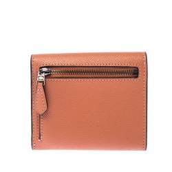 Coach Pastel Orange/Pink Leather Colorblock Trifold Wallet 