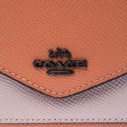 Coach Pastel Orange/Pink Leather Colorblock Trifold Wallet 
