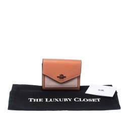 Coach Pastel Orange/Pink Leather Colorblock Trifold Wallet 
