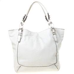 Coach White Python Embossed Leather Kristin Tote     