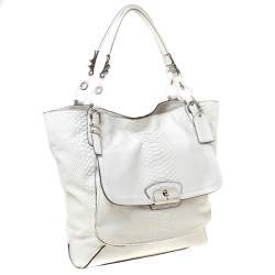 Coach White Python Embossed Leather Kristin Tote     