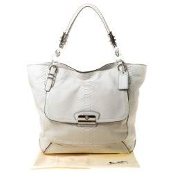 Coach White Python Embossed Leather Kristin Tote     