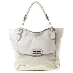Coach White Python Embossed Leather Kristin Tote     