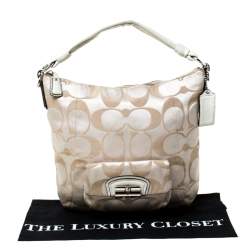 Pre Owned Coach Cream Canvas and Leather Small Kristin Hobo