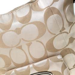 Pre Owned Coach Cream Canvas and Leather Small Kristin Hobo