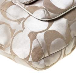 Pre Owned Coach Cream Canvas and Leather Small Kristin Hobo