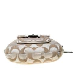 Pre Owned Coach Cream Canvas and Leather Small Kristin Hobo