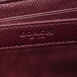 Pre Owned Coach Burgundy Leather Accordion Zip Wallet