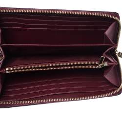 Pre Owned Coach Burgundy Leather Accordion Zip Wallet