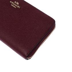 Pre Owned Coach Burgundy Leather Accordion Zip Wallet