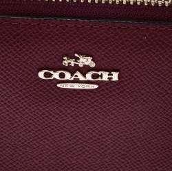 Pre Owned Coach Burgundy Leather Accordion Zip Wallet