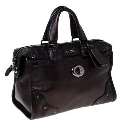 Pre Owned Coach Metallic Black Leather Mercer Satchel