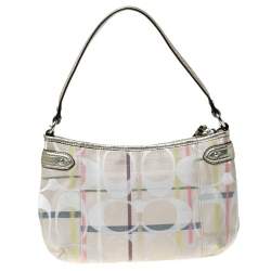 Pre Owned Coach Multicolor Signature Canvas and Leather Shoulder Bag