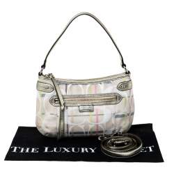 Pre Owned Coach Multicolor Signature Canvas and Leather Shoulder Bag