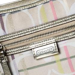 Pre Owned Coach Multicolor Signature Canvas and Leather Shoulder Bag