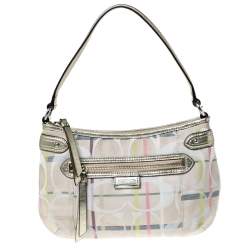Pre Owned Coach Multicolor Signature Canvas and Leather Shoulder Bag