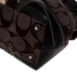 مملوكة مسبقًا Coach Black/Brown Canvas and Leather Hampton Satchel