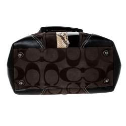 مملوكة مسبقًا Coach Black/Brown Canvas and Leather Hampton Satchel