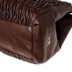 Pre Owned Coach Brown Leather Madison Phoebe Gathered Twist Shoulder Bag