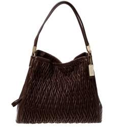 Pre Owned Coach Brown Leather Madison Phoebe Gathered Twist Shoulder Bag