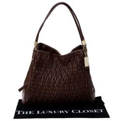 Pre Owned Coach Brown Leather Madison Phoebe Gathered Twist Shoulder Bag