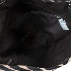 Coach Black/Cream Zebra Print Canvas and Patent Leather Tote 