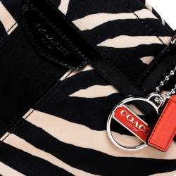 Coach Black/Cream Zebra Print Canvas and Patent Leather Tote 