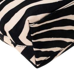 Coach Black/Cream Zebra Print Canvas and Patent Leather Tote 