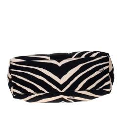 Coach Black/Cream Zebra Print Canvas and Patent Leather Tote 