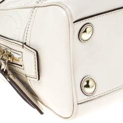 Coach Cream Monogram Leather Turnlock Satchel