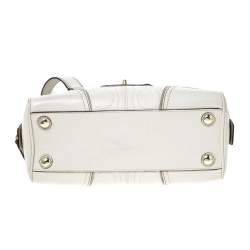 Coach Cream Monogram Leather Turnlock Satchel