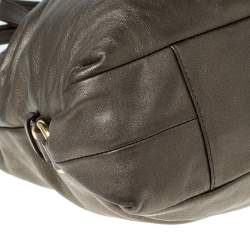 Pre Owned Coach Metallic Olive Green Leather Ashely Satchel 