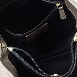 Pre Owned Coach Metallic Olive Green Leather Ashely Satchel 