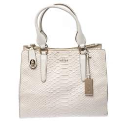Coach Cream Python Embossed Leather Tote