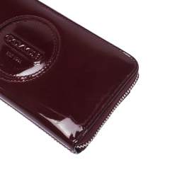 Coach Burgundy Patent Leather Zip Around Continental Wallet 