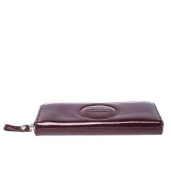 Coach Burgundy Patent Leather Zip Around Continental Wallet 