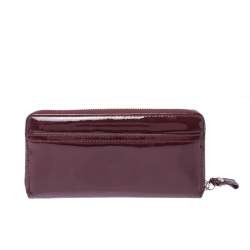 Coach Burgundy Patent Leather Zip Around Continental Wallet 