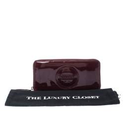 Coach Burgundy Patent Leather Zip Around Continental Wallet 