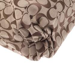 Coach Beige/Purple Canvas Poppy Tartan Glam Tote