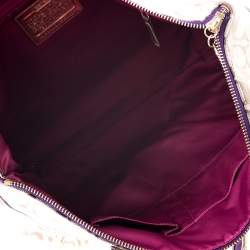  Coach Beige/Purple Canvas Poppy Tartan Glam Tote