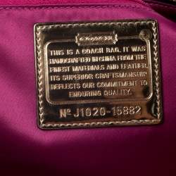  Coach Beige/Purple Canvas Poppy Tartan Glam Tote