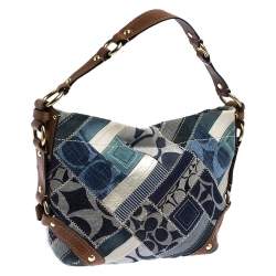 Coach Multicolor Patchwork Leather and Fabric Carly Hobo