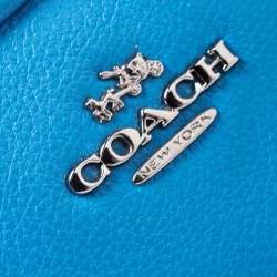 Pre Owned Coach Blue Leather Double Zip Camera Crossbody Bag