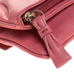 Pre Owned Coach Coral Pink Leather Foldover Wristlet